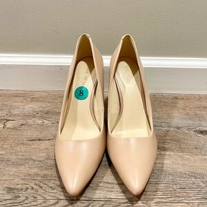 Nine West Ezra Pointy Toe Pumps Beige Tan Sz 8